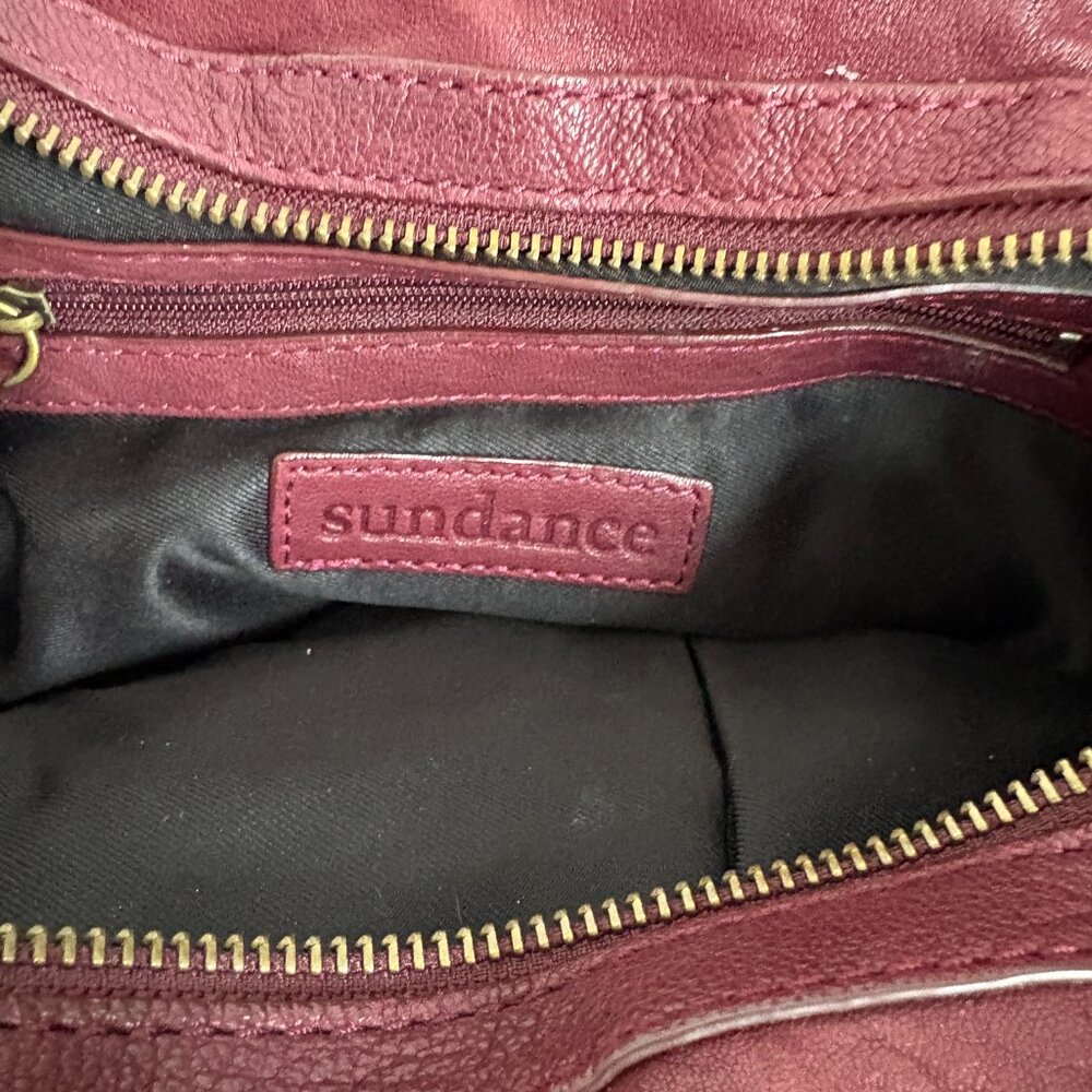 Sundance Burgundy and Brown Leather Satchel - Picture 6 of 10
